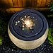 Tankana Garden Water Fountain Outdoor Large Round Bubbler Water Feature Indoor with Lights & Pump and Pebbles Concrete Effect for Patio Pool Pond Yard Home Decor Gray, 25 