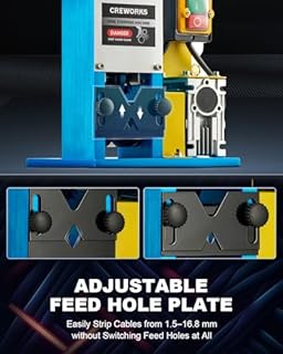 CREWORKS 180W Macchina Spelacavi Elettrica Professionale con Piastra Rotante 4 Diversi Piastre Foro per Cavo da 1.5mm a 25mm Spelafili Elettrico Professionale per il Riciclaggio dei Cavi