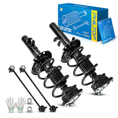 Image of PHILTOP Front Complete Strut Assembly Sway Bar link kits 172907 /172908 K750554 Fit for 2013-2018 Ford Focus Electric /S /SE /Titanium - Quick Fit Suspension Replacement