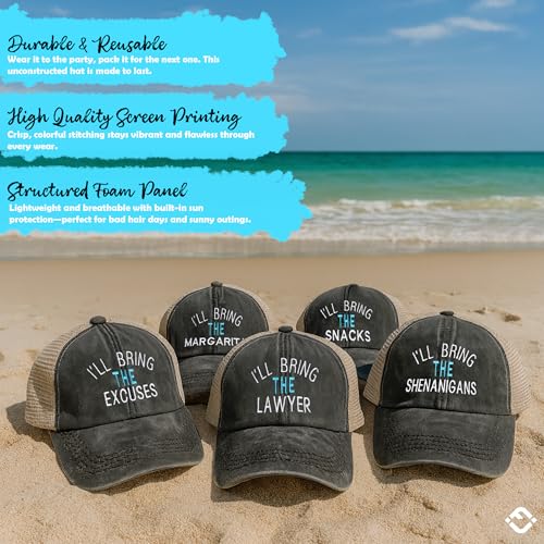 Image of Funky Junque I'll Bring The Mesh Trucker Hats | Lightweight Cotton Cap with Sun Protection, Golf Beach and Bachelorette Parties, Casual Caps for Women