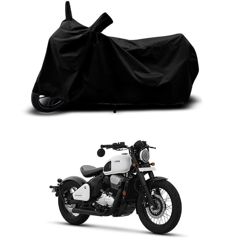 Image of 100% Scratchproof /UV-Rays /Heat Protection /Birds Dropping /Water Resistant /Dust Proof /Waterproof /Full Bike Scooty Two Wheeler Body Cover Compatible for Jawa 42 Bobber BS6 All Varients[Black]