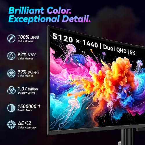 Image of Deco Gear 49 inch 5K QD-OLED Curved Gaming Monitor, 240Hz 0.03ms GTG 5120x1440