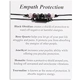 QqzsJewls Empath Protection Bracelets for Women Men, Energy Protection Gifts, Natural Healing Crystal Beads Bracelets, Tourmaline Obsidian Rose Quartz Amethyst Anxiety Relief Jewelry for Her Him