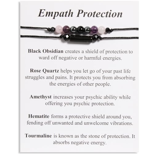 QqzsJewls Triple Protection Bracelets Negative Energy Blocker, Black Tourmaline and Obsidian Bracelets for Women Men, Gifts for Him Her