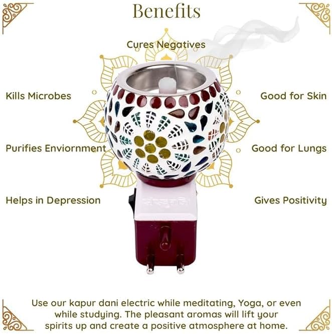 Miniatura 3 de Antique Collection - Lámpara de noche de cerámica Kapoor Dani Cum, aceite esencial multifuncional, quemador de alcanfor para fragancia con botón de