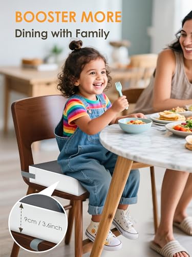 Image of Booster Seat for Kitchen Chair, Toddler Booster Seats with Adjustable Washable Safety Belts,Kitchen Dining Table Booster Seat, Portable Travel Increasing Cushion for Baby Child Kid Boy Girl