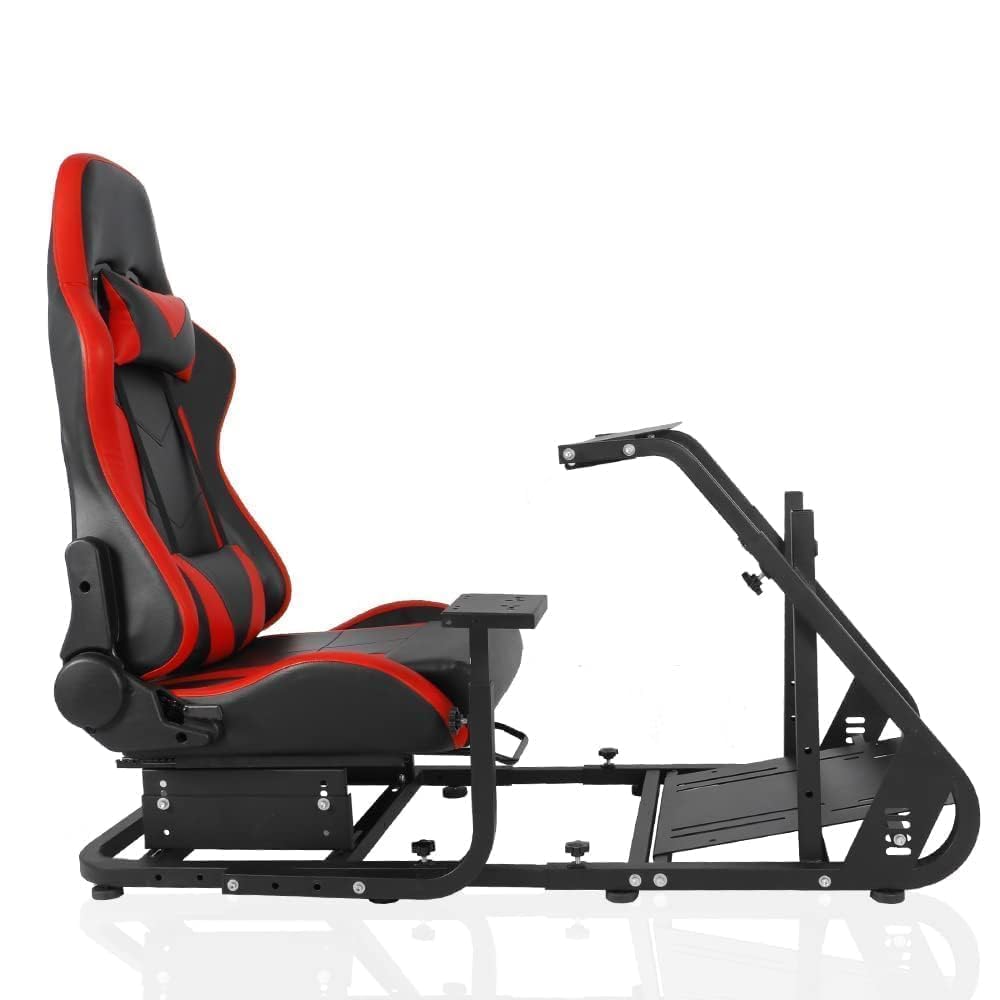 Marada Racing Simulator Cockpit with Comfort Gaming Seat Fit for Logitech/Thrustmaster/Fanatec G923 G920 G27 G29 T300,Pro Sim Driving Race Stand Mountable Monitor Stand, No Shift Wheel Pedal