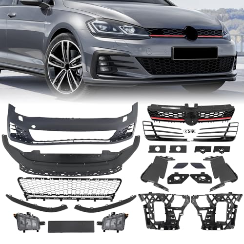 Front Bumper Cover Kit Compatible with 2015-2017 Volkswagen VW Golf MK7 GTI Style Unpainted