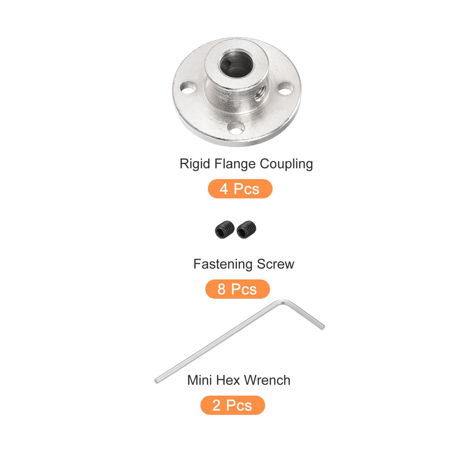 8mm Rigide Bride Couplage Connecteur Moteur Arbre Coupleur (avec 8Paquet Fixation Vis M2 Hex Clé), [pour DIY Pas-à-pas Moteurs]-4 Paquet