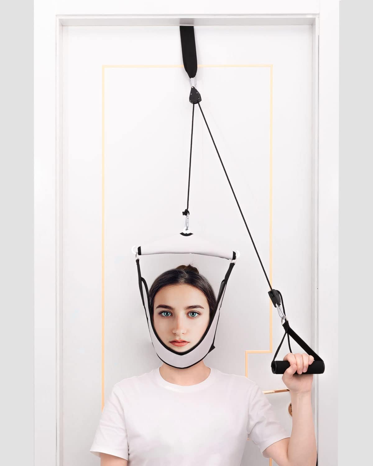 Neck Traction Devices for Home Use,Double Ratchet Neck Stretcher Hammock Over Door Setup Easy to Clean for Physical Therapy Neck Pain Relief Vertebrae Disk Herniation : Health & Household