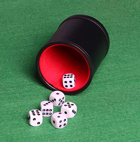 Pu Leather Dice Cup Set, Felt Linning Dice Shaker For Yahtzee/ Farkle/ Bar Party Dice Games, Includes 16Mm Dot Dices #TOP4