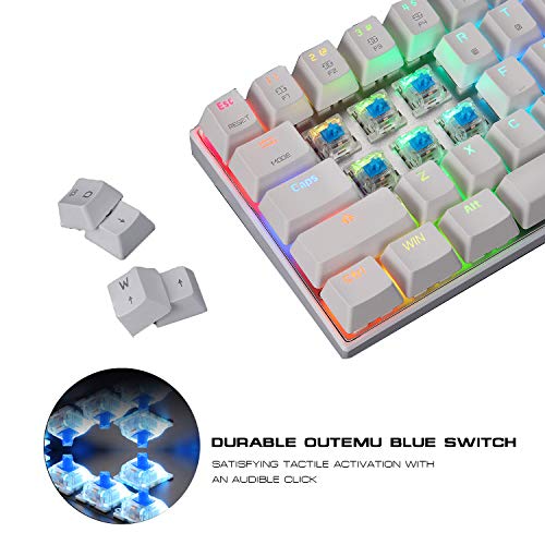 Image of MOTOSPEED Mechanical Gaming Keyboard Compact 61 Keys RGB Backlit Wired /Wireless 3.0 Type-C Office for PC /Mac /Linux /iPad /iPhone /Smartphone /Laptop, Blue Switch