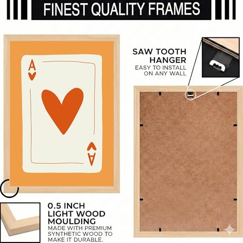 Image of BLINKART Ace Orange Aesthetic Modern Art Walls With Frame | Natural Wood Texture | Living Room Bedroom Office Wall Decoration | Poster Home Decor Frames Wall Bedroom | 12x8 Inches(D63)