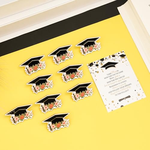 Image of 20 Pack Class of 2026 Graduation Pins Souvenir Emblem Congrats Badges Graduation Party Favors Gifts for Students, Colleges, Guests, Decoration Accessories with Inspirational Cards Organza Bags(flower)