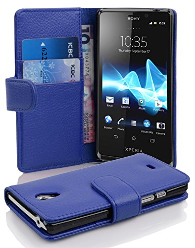 cadorabo Coque pour Sony Xperia T en Bleu CÉLESTE - Housse Protection en Similicuir Structuré avec Stand Horizontal et Fente Carte - Portefeuille Etui Poche Folio Case Cover