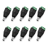Chanzon (10 x Male) 12V DC Power Connector 5.5mm x 2.1mm 24V Power Jack Socket for Led Strip CCTV Security Camera Cable Wire Ends 10Pcs Plug Barrel Adapter