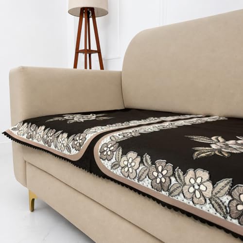 Image of Homerz Premium 'Luxe Series' Sofa Cover | Holland Velvet Fabric | Smooth Finish | Anti-Slip Fleece Backing Couch Protector (Royal, 3 Seater, Only Seat Cover)
