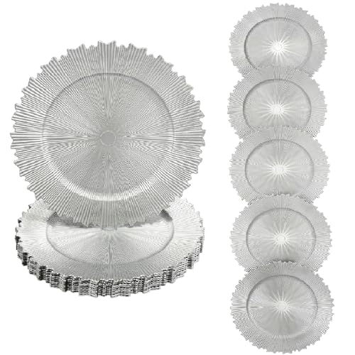 Set de 50 platos desechables redondos plateados de plástico miniatura 1