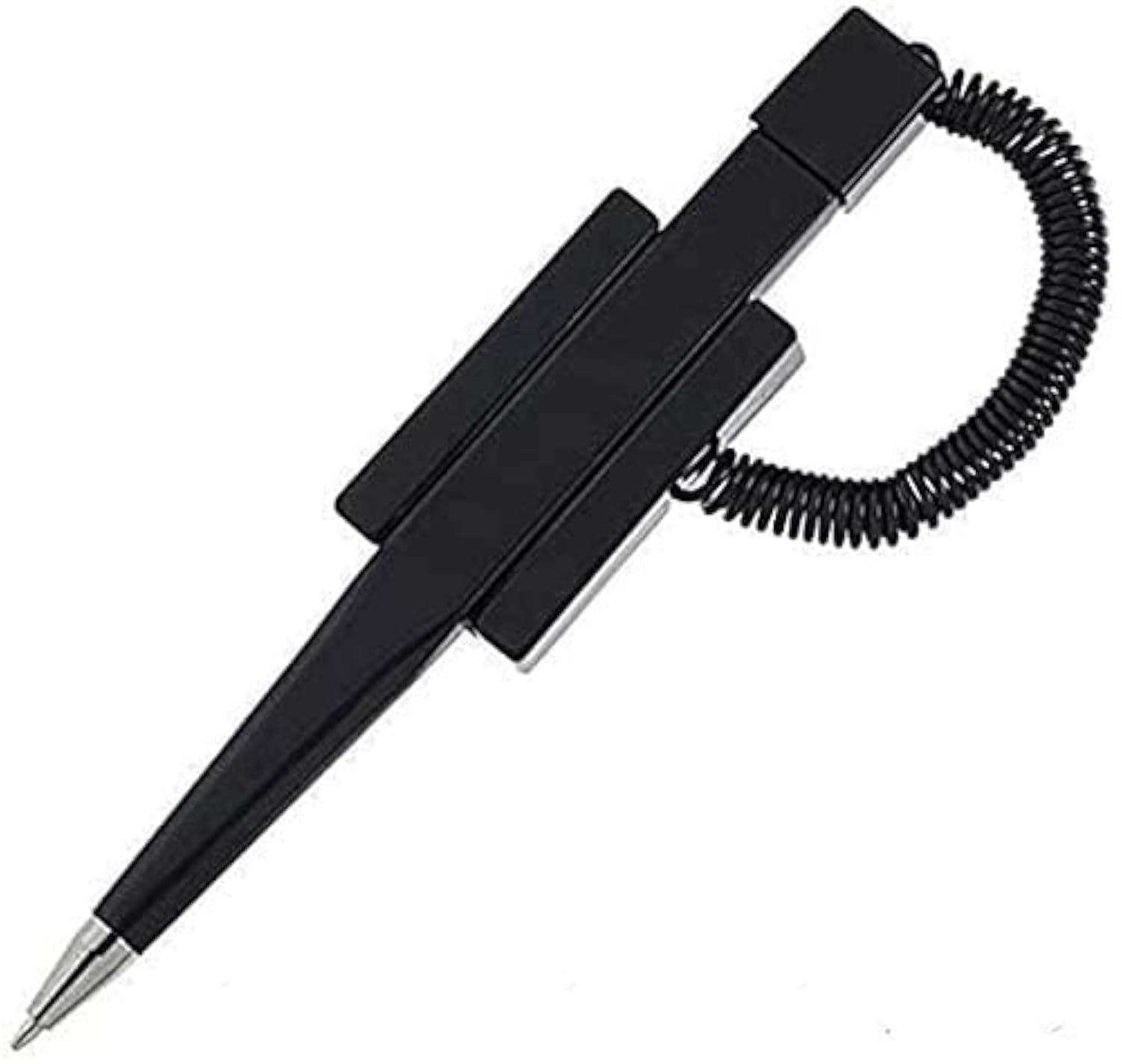 NOBO Pack of 5 Counter Coil Corded Wedgy Pen with Adhesive Backing, Black Ink