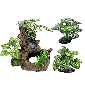 Smoothedo-Pets Betta Aquarium Cave Decorations Fish Tank Decor Ornaments Artificial Silk Plants Betta Leaf pad Hammock (A-3pcs Set)