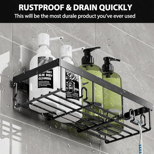Image of Self Adhesive Bathroom Shelf Combo Pack of 2 | No Drill Metal Bathroom Organizer | Rust-Proof Wall Mounted Soap Holder | Strong Adhesive Multipurpose Storage Rack for Bathroom & Kitchen