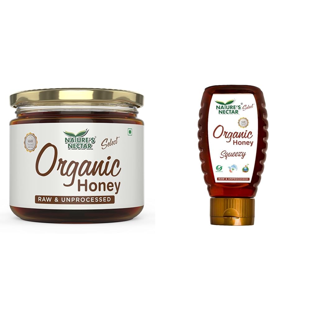 Nature's Nectar Certified Organic honey 400g NMR Tested + Nature's Nectar Certified Organic honey Squeezy Pack 500g NMR Tested