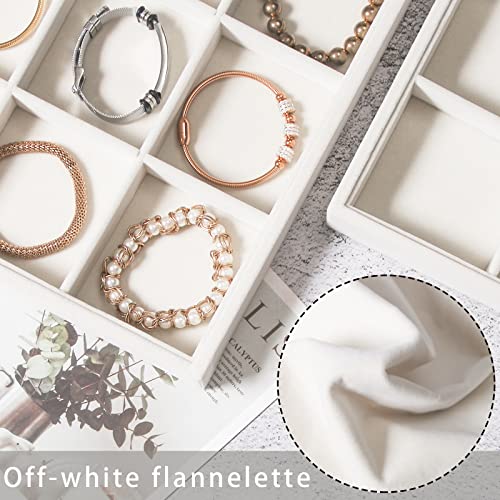 Image of Coward 2PC Stackable 12 Grids Jewelry Organizer Tray Bracelet Display Stand for Selling Velvet Necklace Holder Earring Box Storage (12grid+12grid)