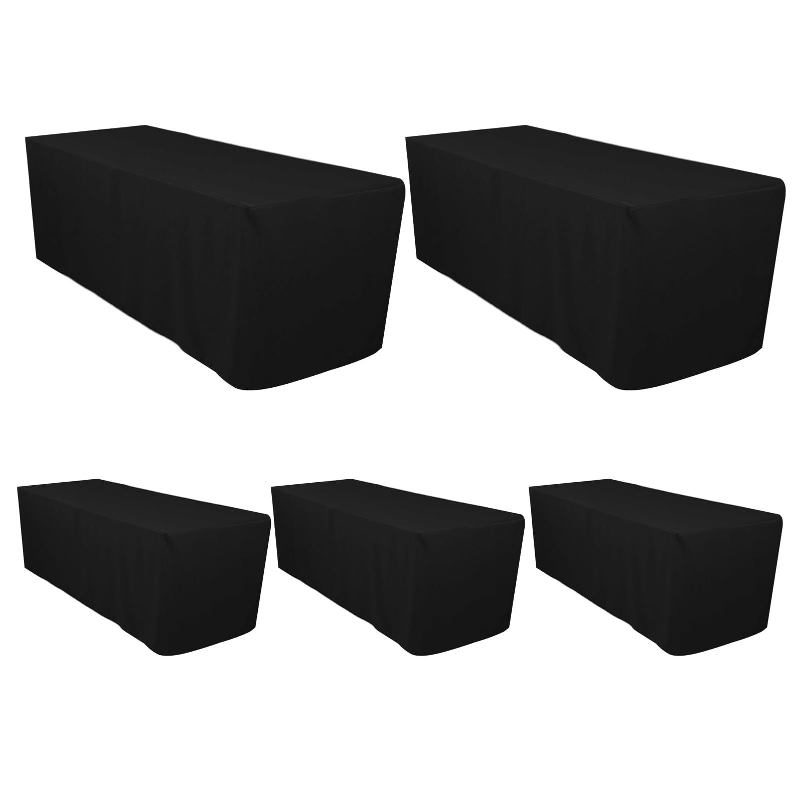 Surmente Mantel rectangular de poliéster de 6 pies para mesas rectangulares para bodas, banquetes o restaurantes (negro, paquete de 5)