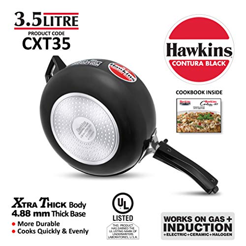 Hawkins Pressure Cooker Contura Hard Anodized Extra Thick Base for Induction, 3.5 L (Black) - Image 3