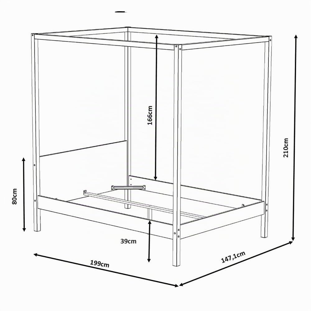 WEBER INDUSTRIES Lit Double à baldaquin Romance 140x190 / Blanc