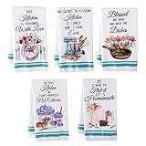 JEFBFBWE 5 Pcs Kitchen Towels Cute Wild Flower Hand Towels for Kitchen Absorbent Flower Quick Dry Cloth Face Towels for Bathroom Spa Gym Decorative Christmas Birthday Gifts for Women