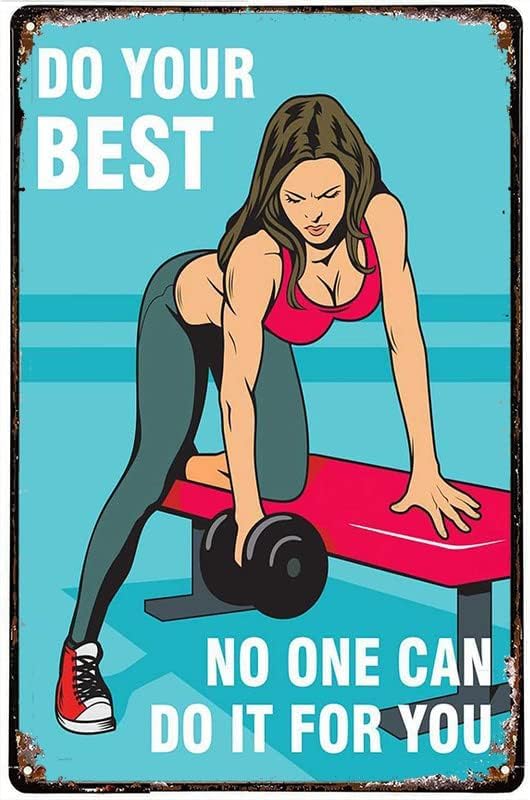 12"x8" Gym Girl Gym Poster Do Your Best No One Can Do It For You Gym Room Motivational Sign for Gym Workout Sign for Home Gym Fitness Sign Workout Room Decor Inspirational Posters Gym Wall Art
