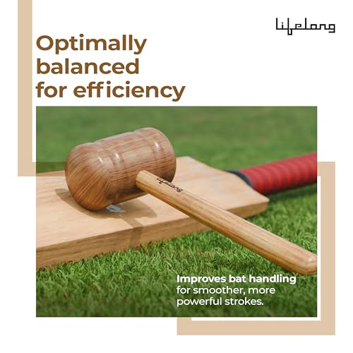 Image of Lifelong Wooden Bat Mallet for Cricket | Dual-Sided, Precision-Crafted | Durable Wood Construction | Optimally Balanced for Efficient Bat Preparation