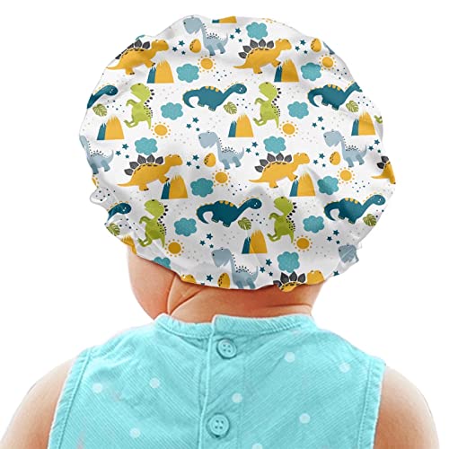 Image of Kids Hair Cover Dinosaur Novelty Printed Satin Bonnet Satin Sleep Cap Adjustable Elastic Band Beanie Hat for Night Sleeping Festival Holiday Headwear for Girls Boys Toddler Children Baby