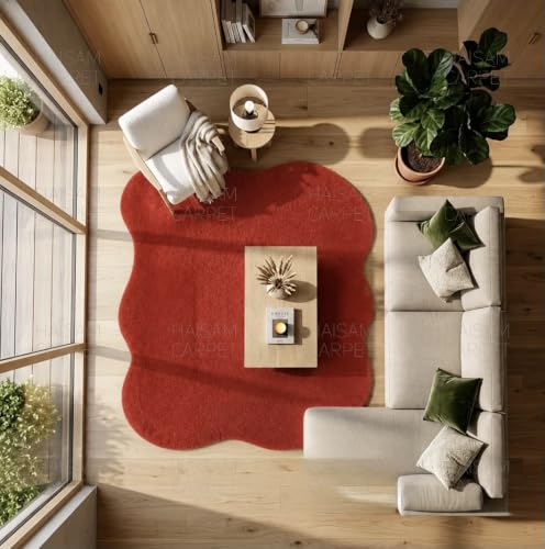 Image of Modern Shape Shaggy Rug | Super Soft Microfiber Area Carpet for Living Room, Bedroom Designer Cloud Shape Size 2x6 Feet.