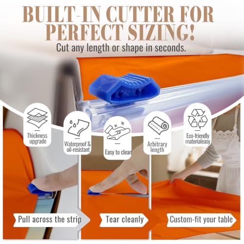 Image of Plastic Table Cloth Disposable, 54In X 300F Table Cover Roll Waterproof
