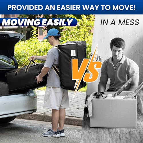 Image of TAILI Heavy Duty Moving Bags, Clothing Storage Bags with Sturdy Zipper and Strong Handles, Black Clothes Storage Bins, Extra Large Tote for Moving Supplies, Better than Boxes (4-Pack)
