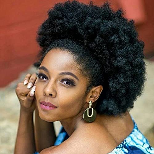 Mybobwig Big Afro Puff Drawstring Ponytail Extensions for Black Women 4b 4c Afro Kinky Curly Hair Bun Ponytail Wigs