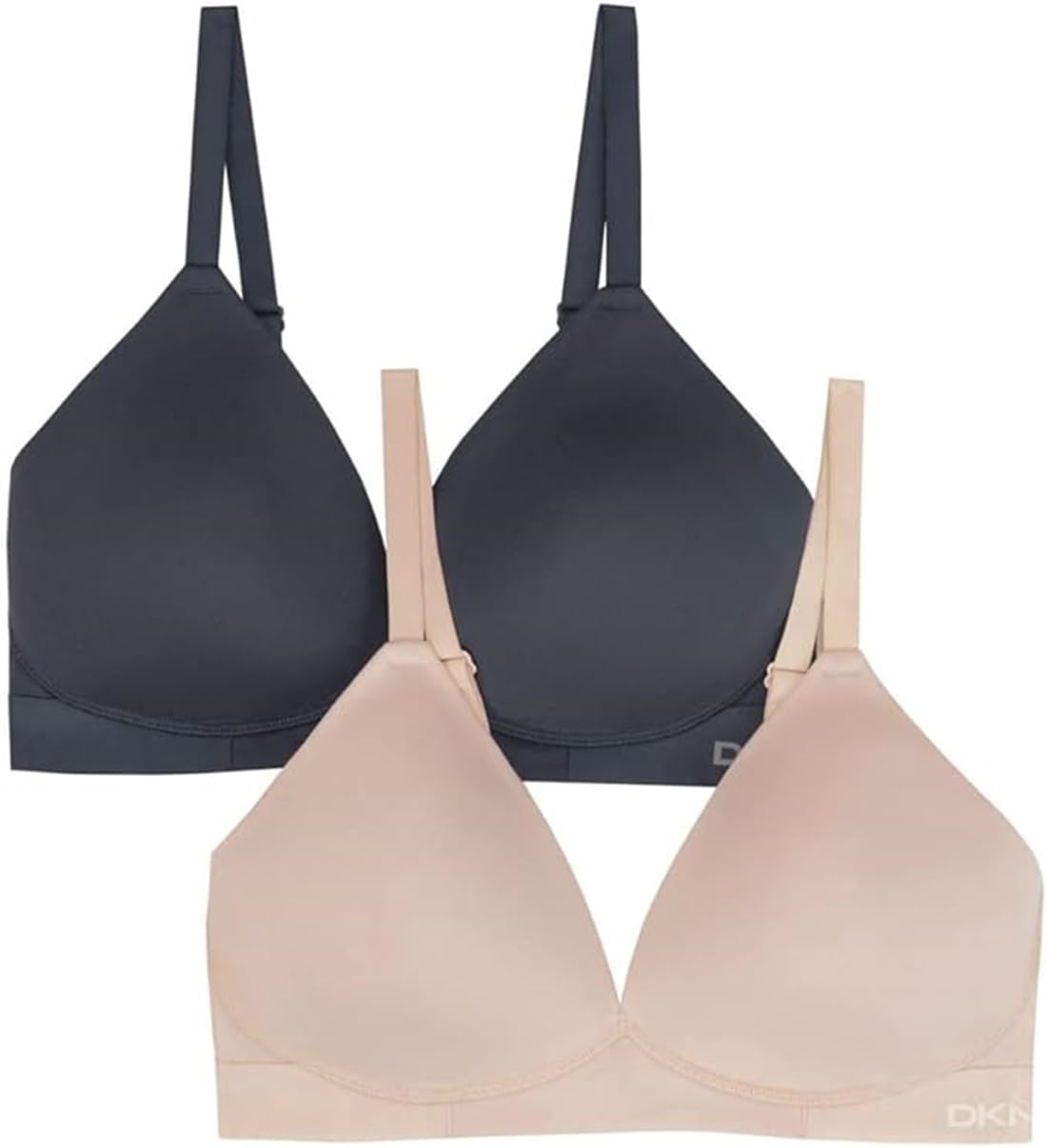 DKNY Ladies 2 Pack Wireless Microfiber Plunge Bra (as1, Alpha, x_l, Regular, Regular, Standard, Ink Sand, XL), Ink Sand, XL