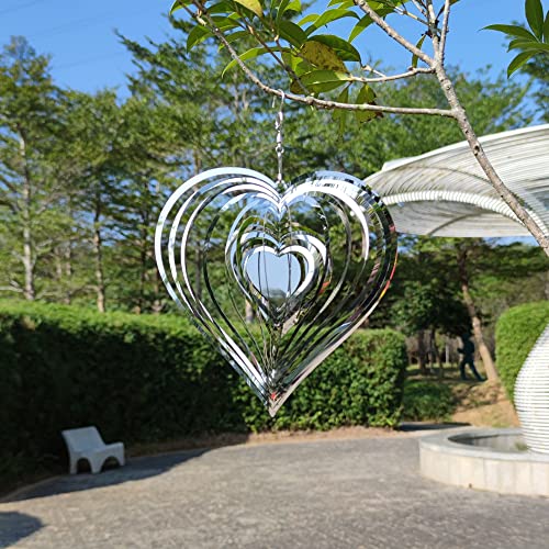 Tsilin 360-Grad-Windspiel, Garten-Spirale, Herz-Windspiel, Metall, Garten-Ornament, Skulpturen, hängendes Windspiel, Dekorationen für den Innen- und Außenbereich, Haus, Hof, Terrasse, Garten Cover