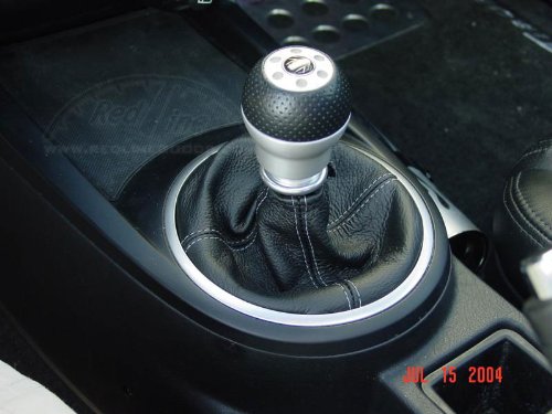 RedlineGoods Shift Boot - 5-SPD Compatible with Hyundai Tiburon 2003-08. Tailor Made - not Universal. Genuine top-Grade Italian Black Suede (Alcantara) with Blue Thread