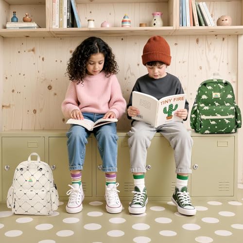 Image of STEAMEDBUN Corduroy Kids Backpack for Girls and Boys 5-8: Girls Backpack for Elementary Kindergarten - 15 inch Cute Backpacks for Kids - Bow