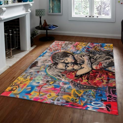 Tapis de rue coloré abstrait pop multicolore résistant aux taches pour sol - 2