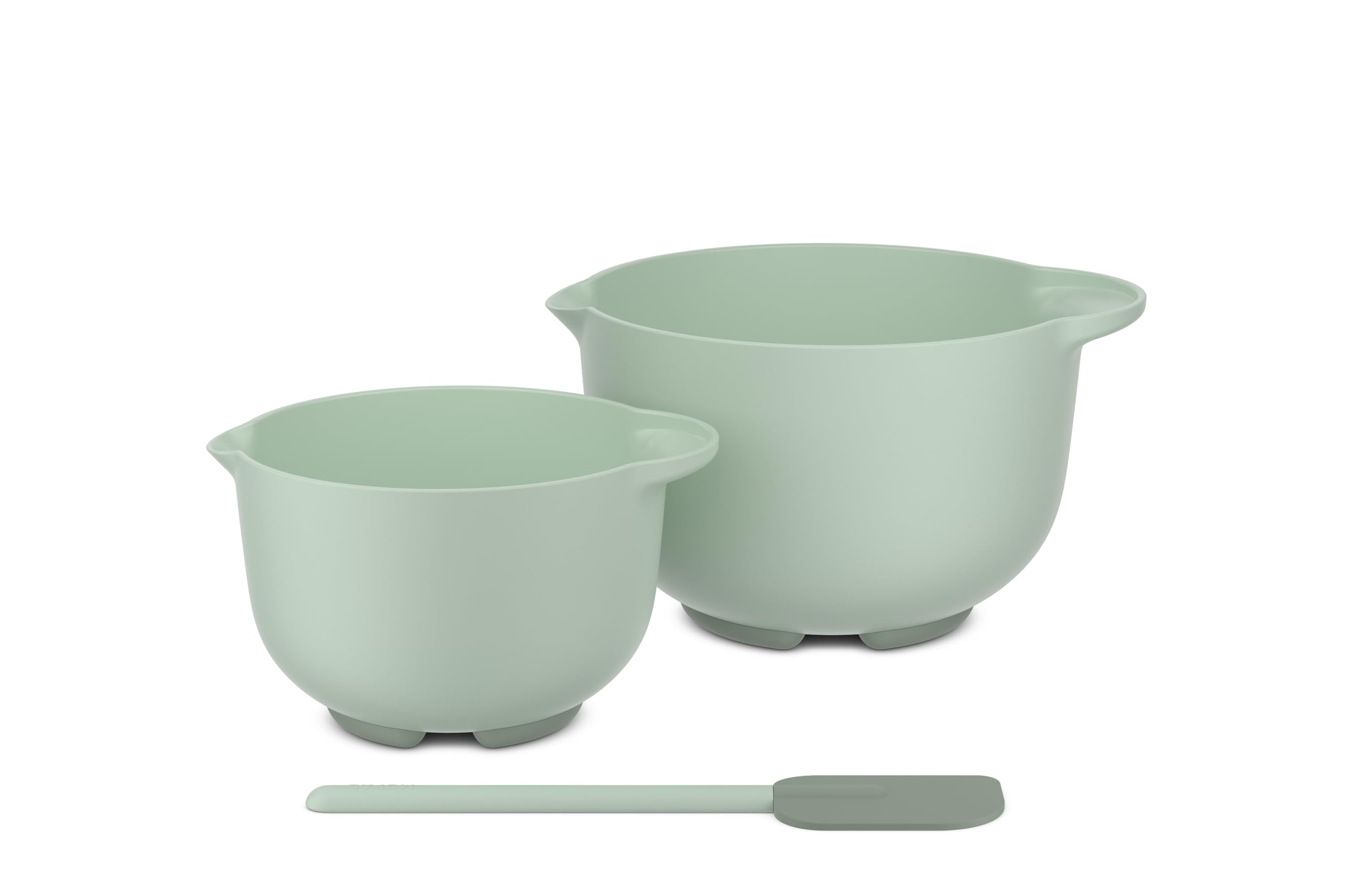 Mepal - Rührschüssel Set 3 teilig Chef it - Anti-Rutsch Boden - Mikrowellen- und Spülmaschinengeeignet - Schüsseln mit Teigschaber - Material beständig bis zu 110°C - 3000 + 1500 ml - Nordic sage