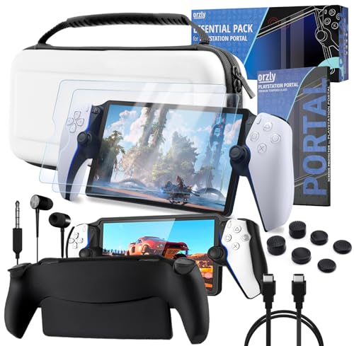 Image of Accessories Bundle designed for playstation Portal Case and Screen Protector Headphones Grip Case charge cable thumb grip and more enabling enhanced remote game play White Gift box Edition