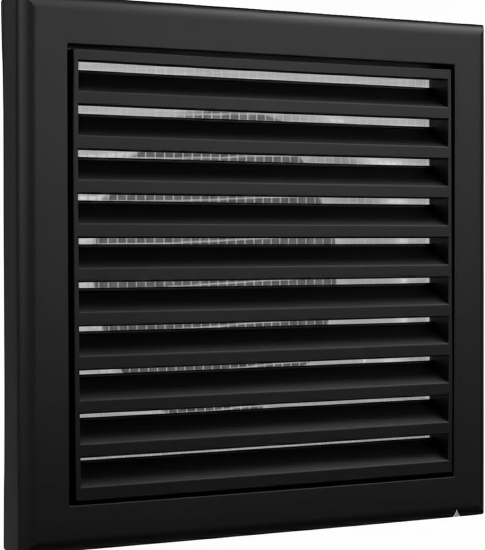 Vents Uk 125Mm Black Fixed Blade Grill Vents 125Mm Black Fixed Blade External Wall Vent Grille – 185 × 185 Mm Diameter Vent Cover For Bathroom & Ventilation Ducting