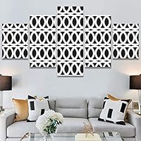 SIGNWIN 5 Panel Canvas Wall Art Modern Art Decorative Elements Fun Geometric Mixed Media Multicolor Patterns for Home Decorations Ready to Hang - 60