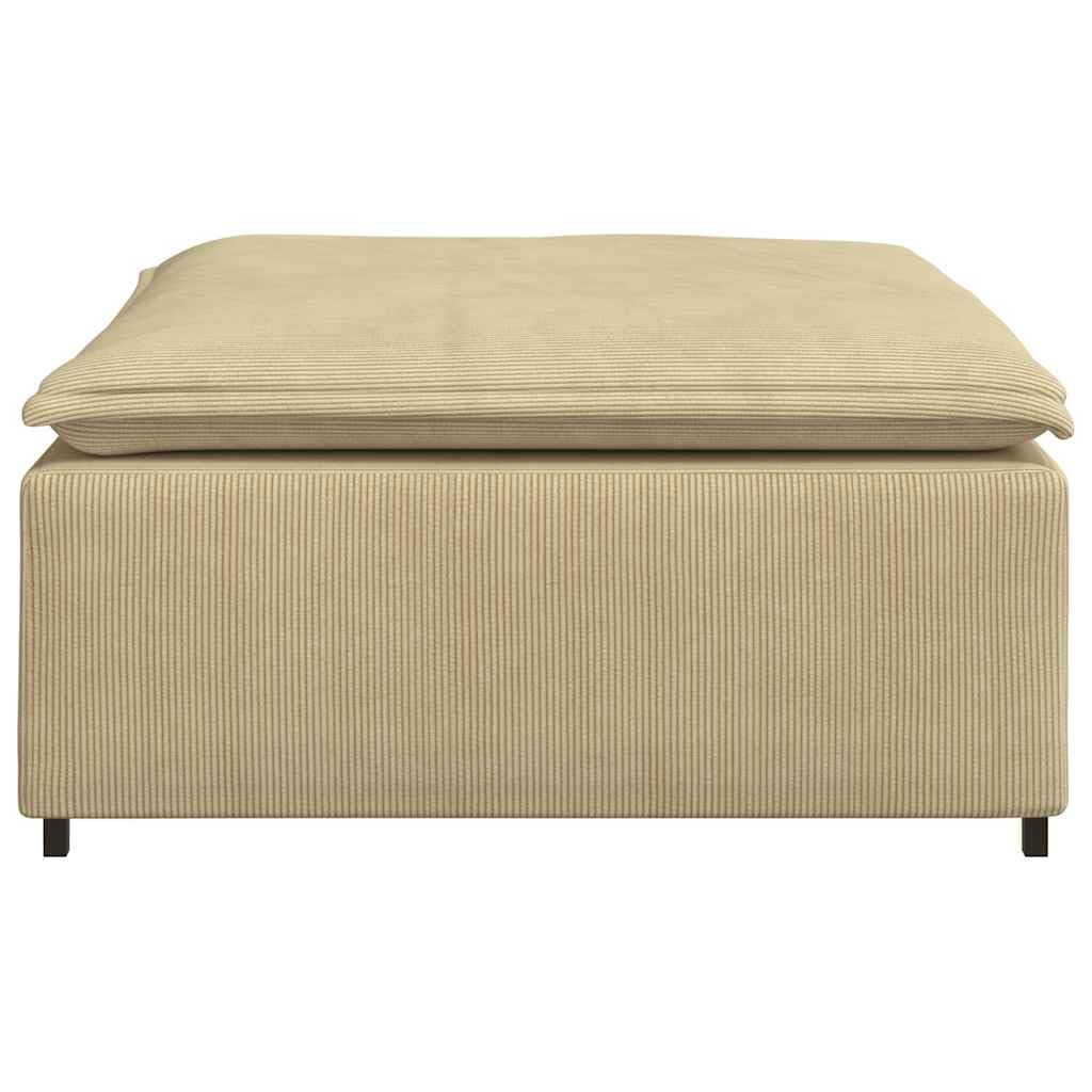 Sofá modular, módulo reposapiés, color verde grisáceo con acolchado de tela de pana 100 x 100 x 48 cm, marco de metal, taburete para salón, ergonómico y flexible