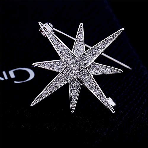 Rhinestone Star Brooch Pin For Women Girls Men Fashion Dainty Crystal Cz Silvery Lapel Pins Dress Suit Bouquet Accessories Jewelry Christmas Winter Holiday Wedding Decor Unisex Gifts #TOP4