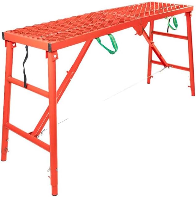 Adjustable Work Platform, Heavy Duty Work Platform, Painted Iron Platform Ladder, Portable Work Bench with Non-Slip Feet, Portable Folding Scaffolding Platform for RV, for Garage,130 * 30cm